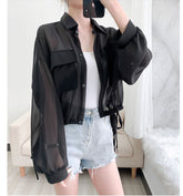 Chaqueta fina y holgada de gasa transparente